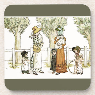 Kate Greenaway: Frauen und Kinder Grau Untersetzer