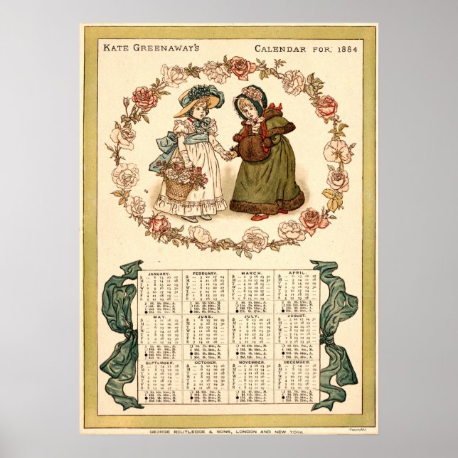 Kate Greenaway-Kalender der Vintagen Viktorianisch Poster (Vorne)