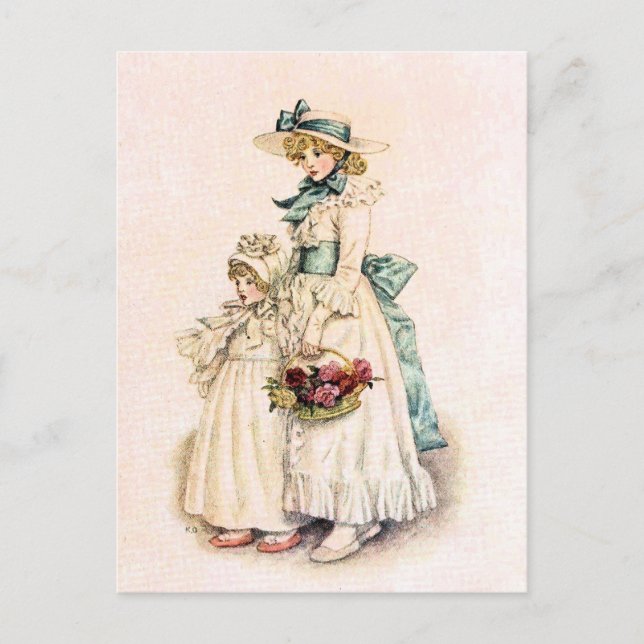 Kate Greenaway: Schwestern Postkarte (Vorderseite)