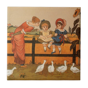 Kate Greenaway, viktorianische Frau Kinder Enten Fliese