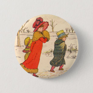 Kate Greenaway Winterszene Button