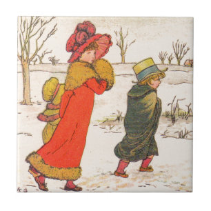 Kate Greenaway Winterszene Fliese