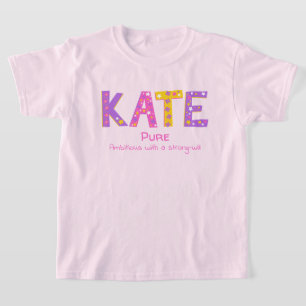 Kate name bedeutet rosa lila gelbe Blume T-Shirt