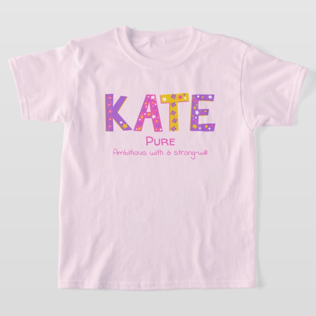 Kate name bedeutet rosa lila gelbe Blume T-Shirt (Ablage )