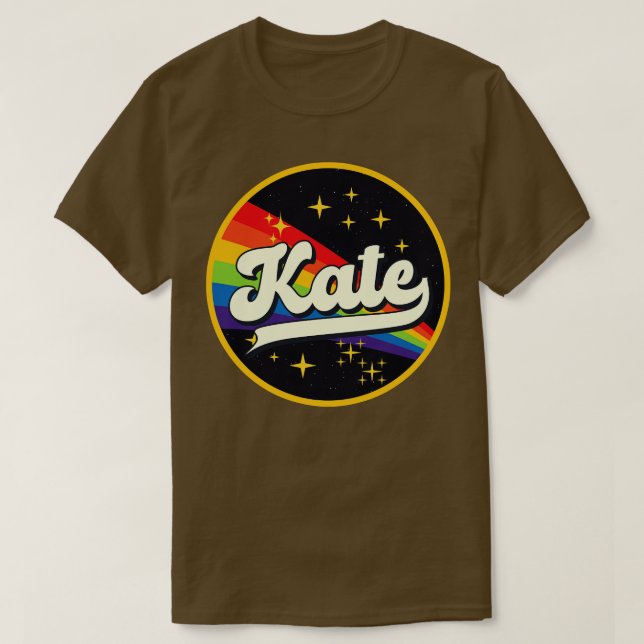 Kate Rainbow in Space Vintag Style T-Shirt (Design vorne)