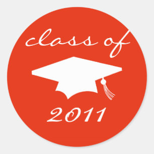 Kategorie 2011-Etikett (rote Graduationskappe) Runder Aufkleber