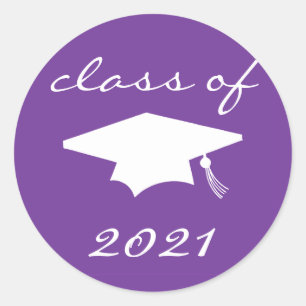 Kategorie 2021-Etikett (Lila Graduationskappe) Runder Aufkleber