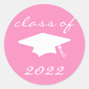Kategorie 2022-Etikett (rosa Graduationskappe) Runder Aufkleber