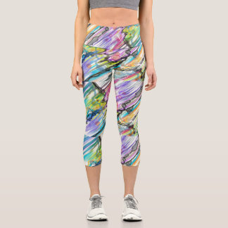 KATEGORIE FIVES SWIRLING ABSTRAKT ART DESIGN CAPRI LEGGINGS