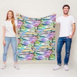 KATEGORIE FIVES SWIRLING ABSTRAKT ART DESIGN FLEECEDECKE