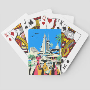 Kater auf Urlaub besuchen die Zukunft Spielkarten