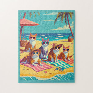 Kater entspannen am Strand Puzzle