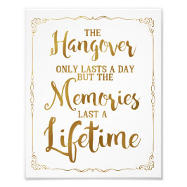 Kater-Party-Schild, Vintag, Hochzeitszeichen, Gold Fotodruck