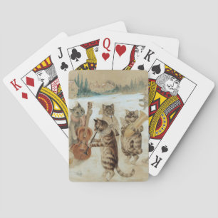 Kater singen Weihnachtslieder von Louis Wain Spielkarten
