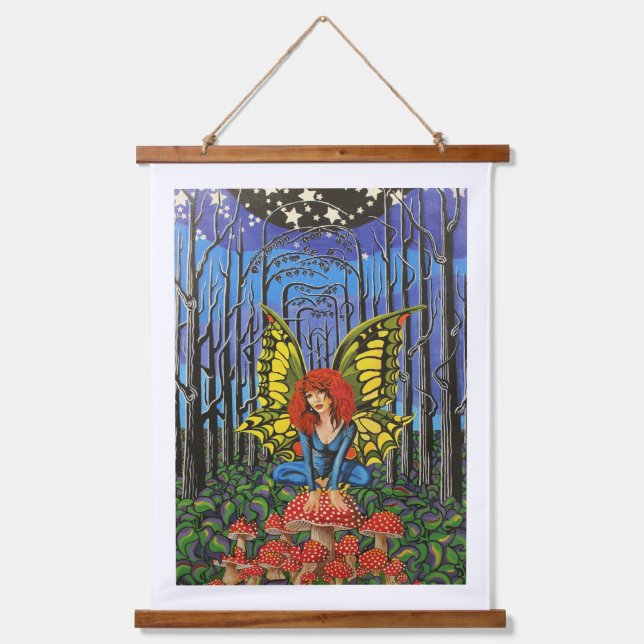 Katerfly. Kate Bush Wandteppich Mit Holzrahmen (Vorderseite)