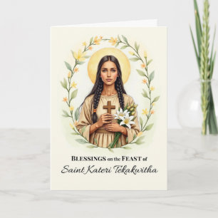Kateri-Tekakwitha-Feiertags-Segen-Kranz Karte