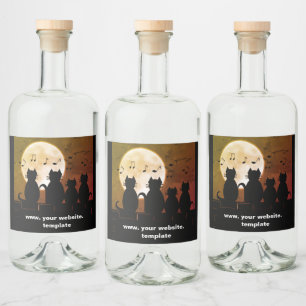 Katerwaulen ,Katzen im Mondlicht. Personalisieren Alkoholflaschenetikett