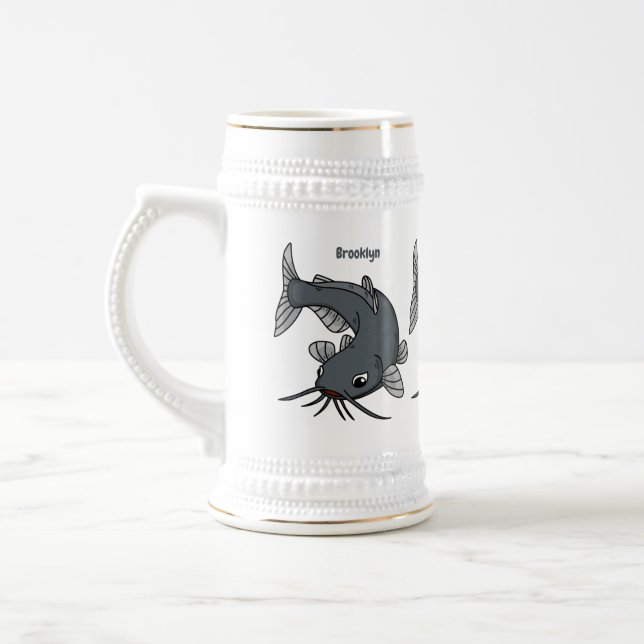 Katfish Cartoon Illustration Bierglas (Links)