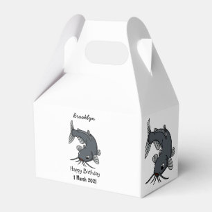 Katfish Cartoon Illustration Geschenkschachtel