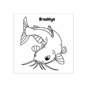 Katfish Cartoon Illustration Gummistempel