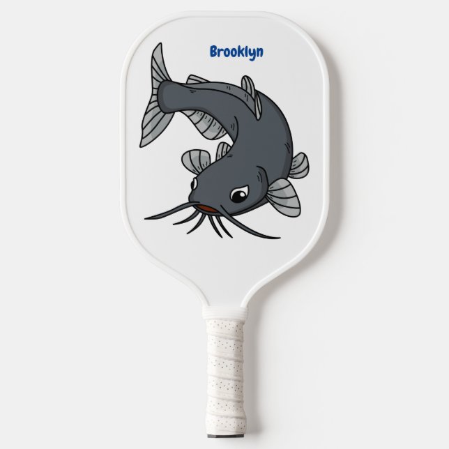 Katfish Cartoon Illustration Pickleball Schläger (Vorderseite)