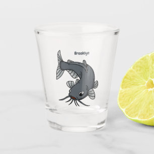 Katfish Cartoon Illustration Schnapsglas