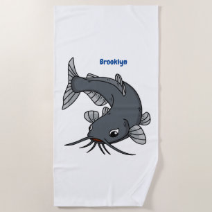 Katfish Cartoon Illustration Strandtuch