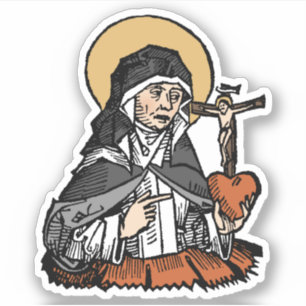 Katharina von Siena mit Crucifix-Topped Herz Aufkleber