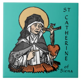 Katharina von Siena mit Crucifix-Topped Herz Fliese