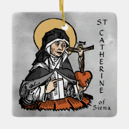 Katharina von Siena mit Crucifix-Topped Herz Keramikornament