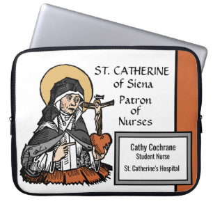 Katharina von Siena mit Crucifix-Topped Herz Laptopschutzhülle