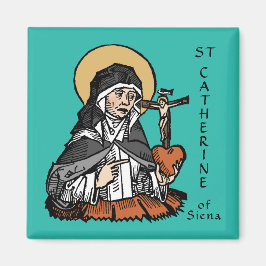Katharina von Siena mit Crucifix-Topped Herz Magnet