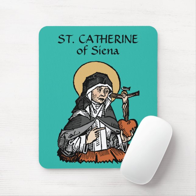 Katharina von Siena mit Crucifix-Topped Herz Mousepad (Mit Mouse)