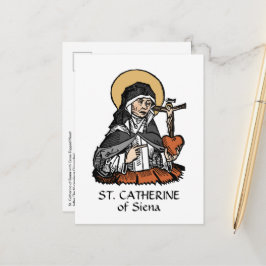 Katharina von Siena mit Crucifix-Topped Herz Postkarte