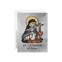 Katharina von Siena mit Crucifix-Topped Herz Postkarte