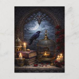 Kathedrale Gothic-Wandkunst – Stillleben mit Rabe Postkarte