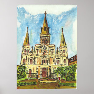 Kathedrale, Jackson Square, New Orleans Poster