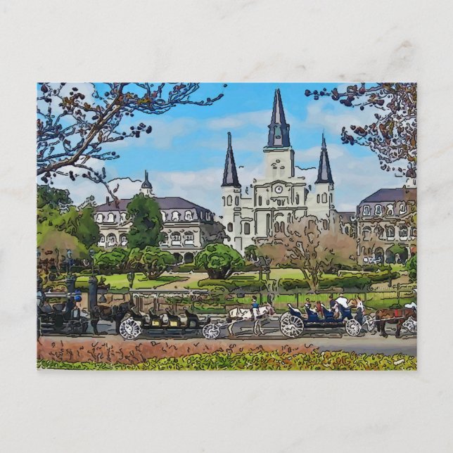 Kathedrale, Jackson Square, New Orleans Poster Postkarte (Vorderseite)