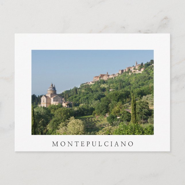 Kathedrale Montepulciano und weiße Postkarte (Vorderseite)