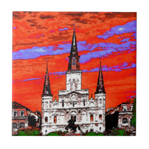 Kathedrale, New Orleans, fauvistische Farben Fliese