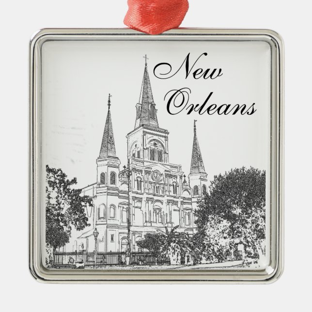 Kathedrale New Orleans St. Louis Silbernes Ornament (Vorne)