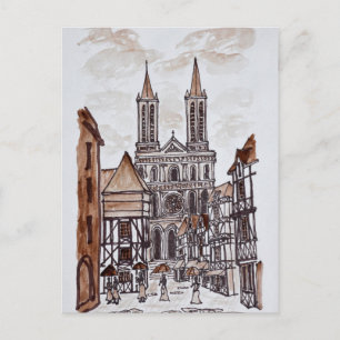 Kathedrale & normannische Häuser Quimper, Frankr Postkarte