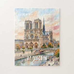 Kathedrale Notre Dame de Paris Aquarell Reise Puzzle