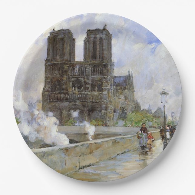 Kathedrale Notre Dame (Paris, Frankreich) (Vintage Pappteller (Vorderseite)