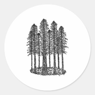 Kathedrale Ring (Coastal Redwoods Sketch) Runder Aufkleber