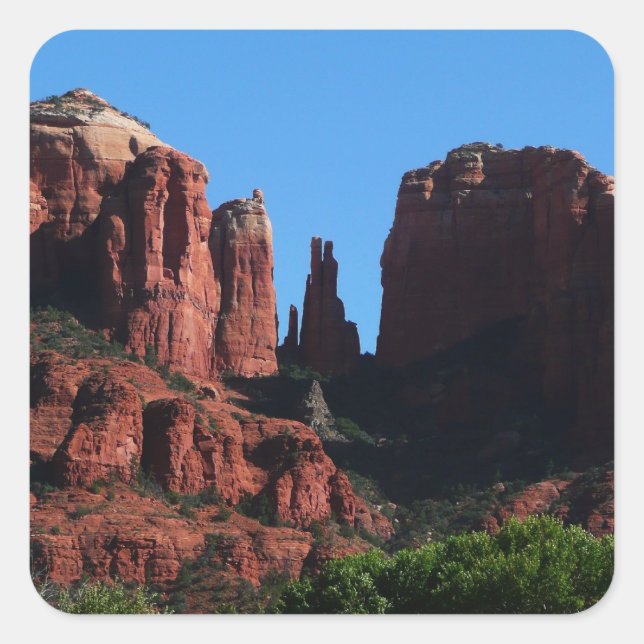 Kathedrale Rock in Sedona Quadratischer Aufkleber (Vorderseite)