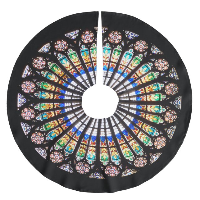 Kathedrale Rosette aus Buntglas Polyester Weihnachtsbaumdecke (Vorderseite)