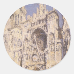 Kathedrale Rouen, Harmony Blue Gold von Claude Mon Runder Aufkleber