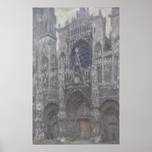 Kathedrale Rouen Portal Gray Weather by Monet Poster