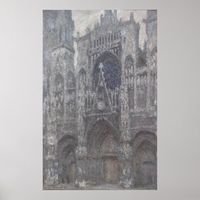 Kathedrale Rouen Portal Gray Weather by Monet Poster (Vorne)